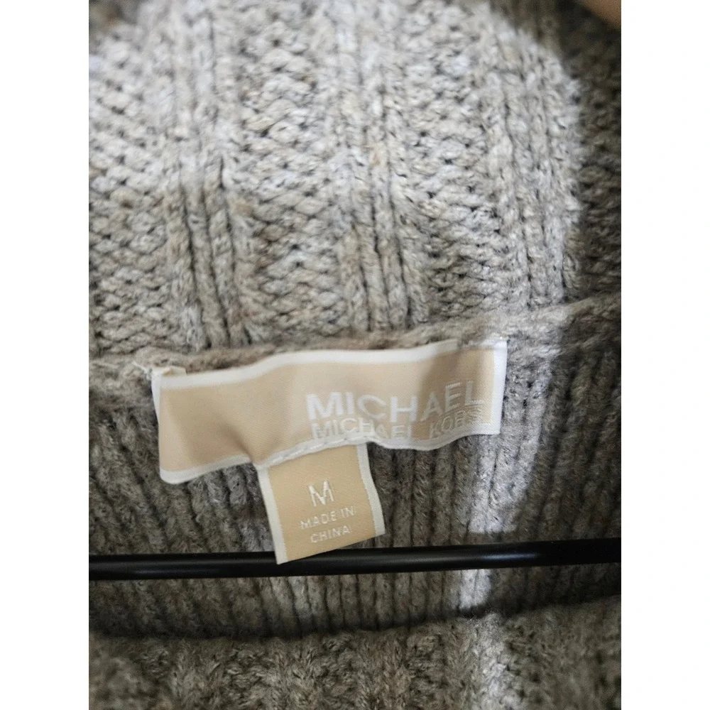 Michael Kors Oatmeal Beige Cable Knit Cowl Neck Turtleneck Sweater Womens Medium